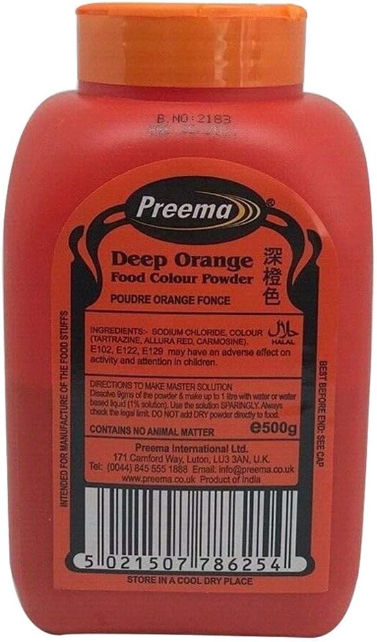 Preema Deep Orange Food Colour Pwd 20x500g (case)
