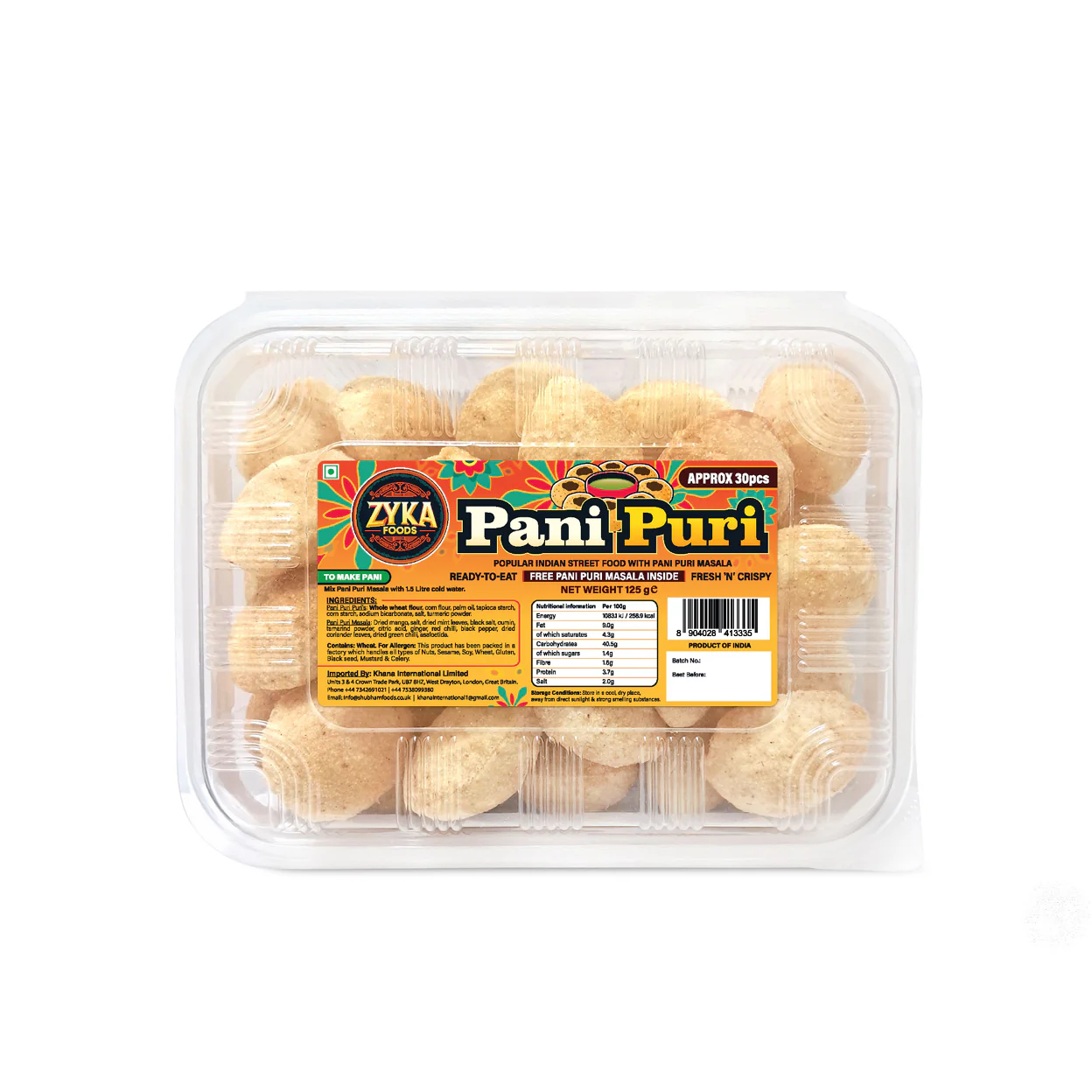 Zyka Pani Puri 12x30pc (free P Puri Masala)
