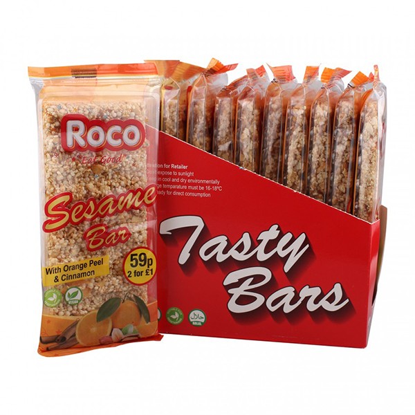 ROCO SESAME BAR ORANGE PEELS 10X50 G