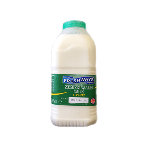 FRESHWAYS SEMI SKIMMED MILK GREEN TOP 1PINT