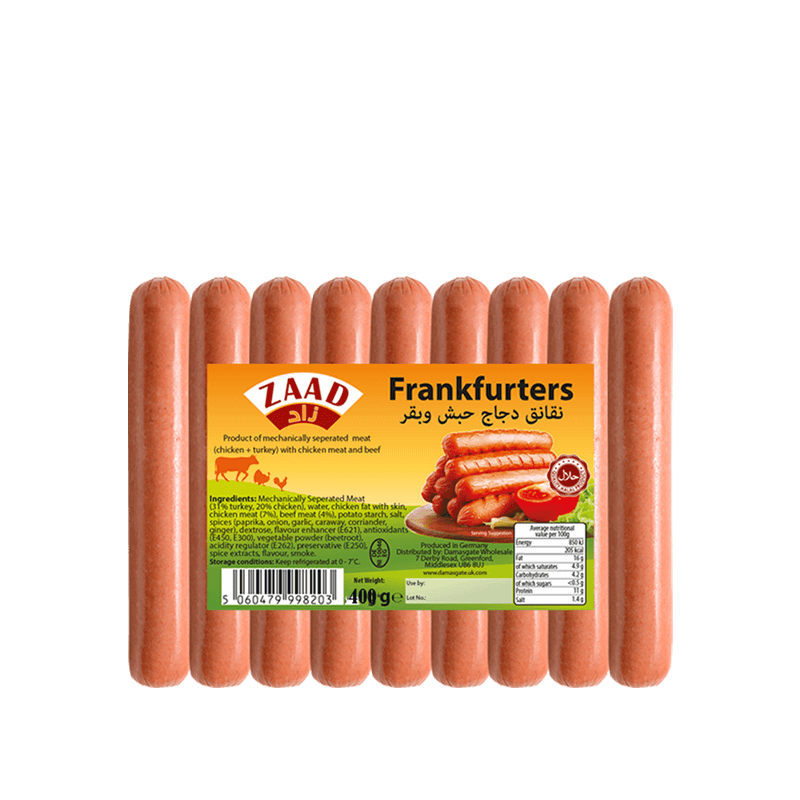 Zaad Beef Frankfurters( Pm1.69) 400 Gm