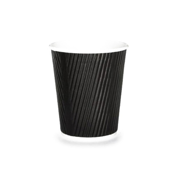 BLACK RIPPLE CUPS 8OZ - 24/25PC (UNIT)